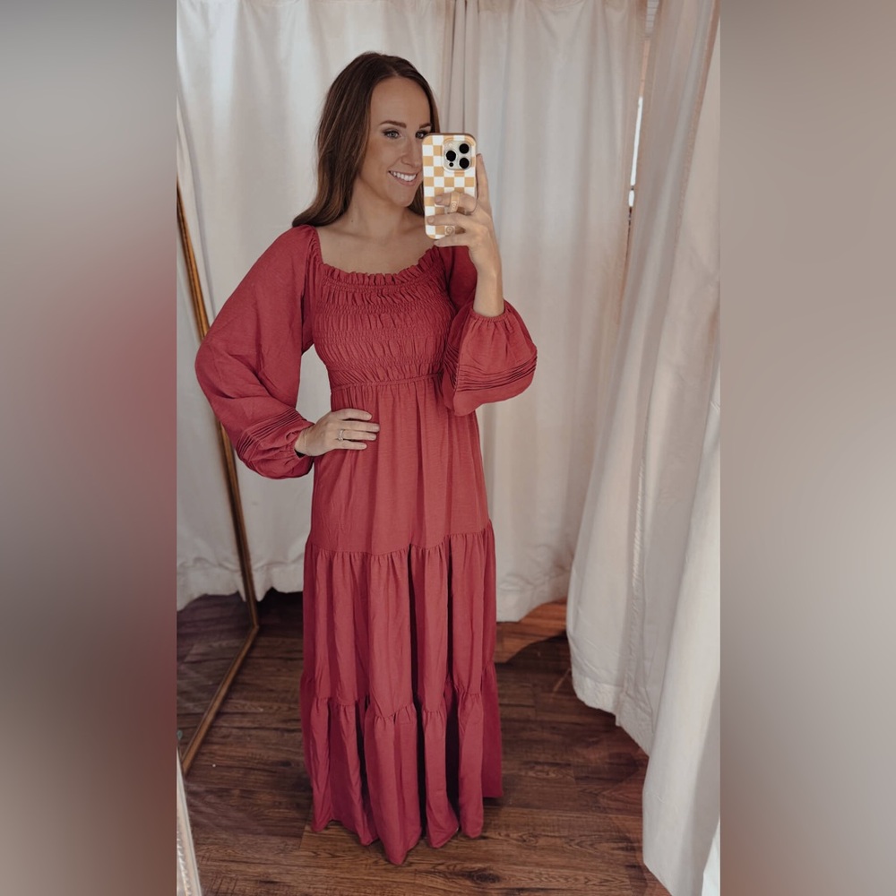 Tiered Long Sleeve Maxi Dress